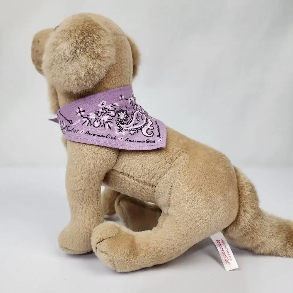 American Girl Doll Pet Sandy Golden Retriever Lab Posable Dog w/ Purple Bandana